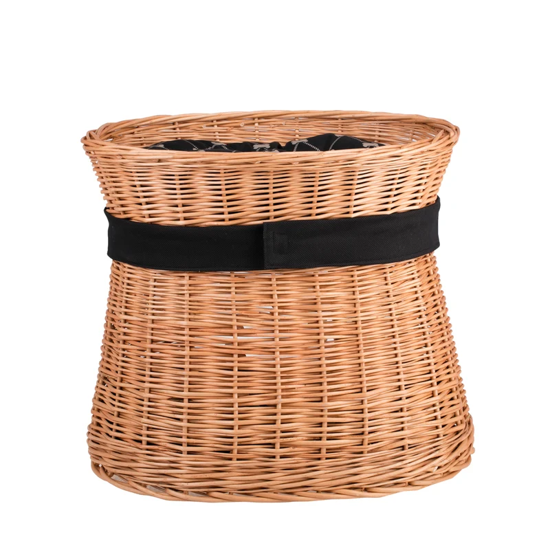 Erif two-level wicker cat house with black cushions and a bow TheWickerStories