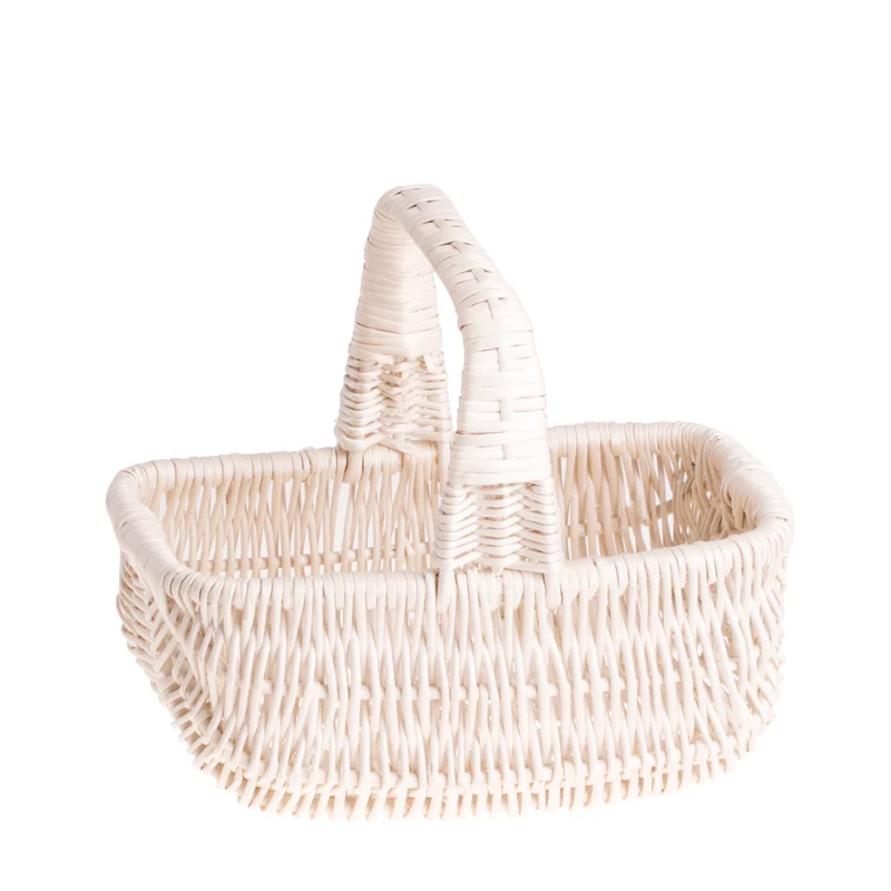 Willesia white wicker Easter basket with handle TheWickerStories