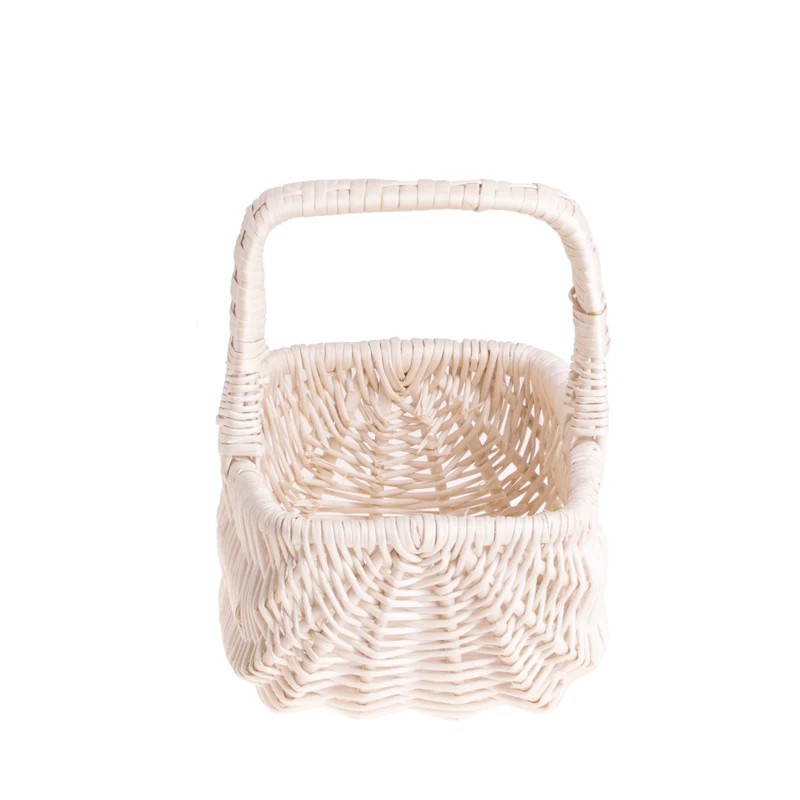 Willesia white wicker Easter basket with handle TheWickerStories