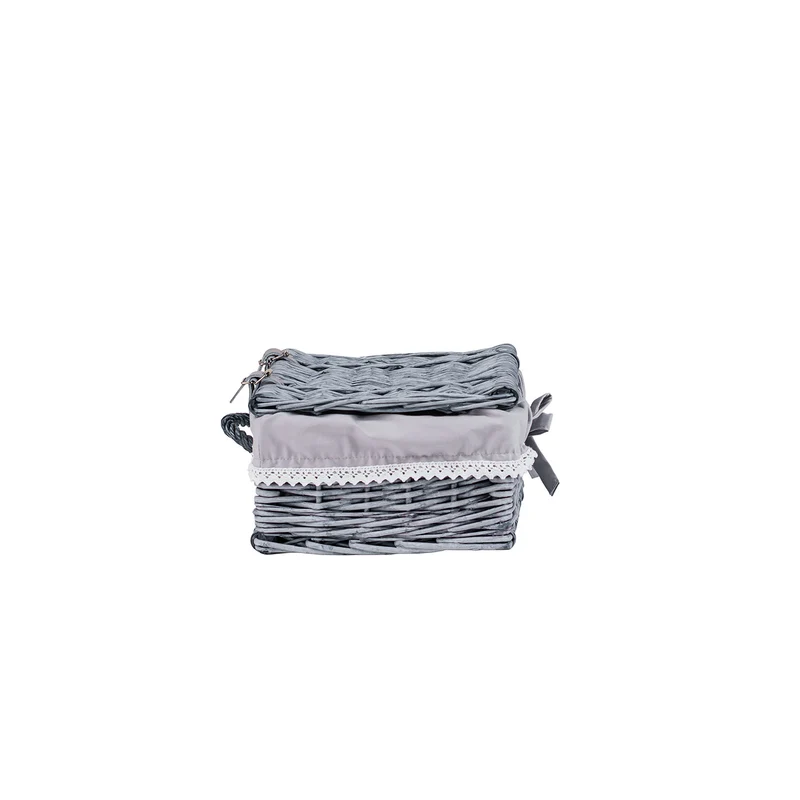 Viviana wicker suitcase with gray trim, handle and closure TheWickerStories