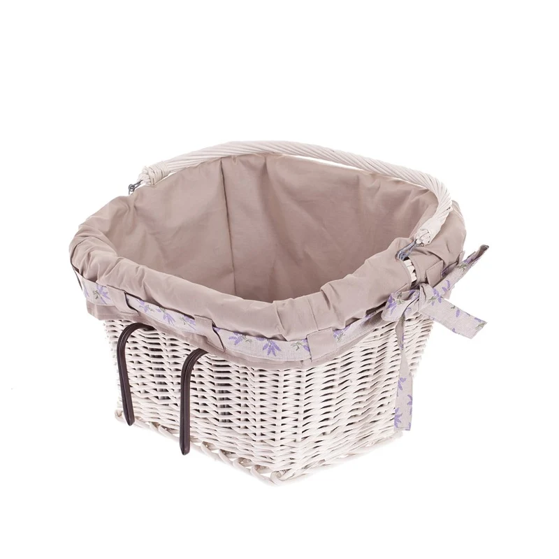 Magnus wicker bike basket, bike basket with hooks and fabric lining TheWickerStories