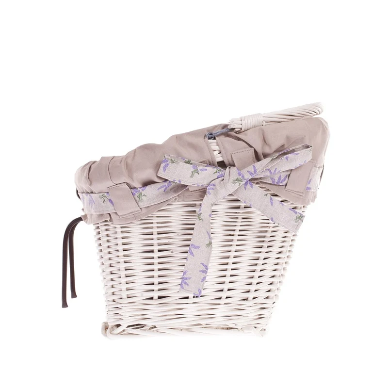 Magnus wicker bike basket, bike basket with hooks and fabric lining TheWickerStories