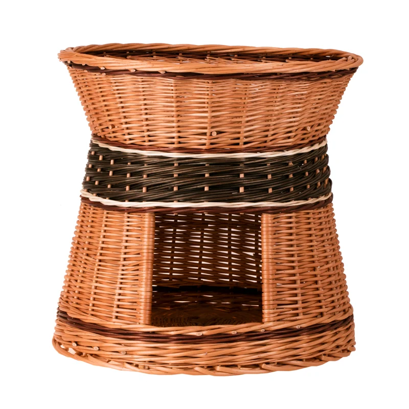 Eralis two-level wicker cat house with terrace for lounging TheWickerStories