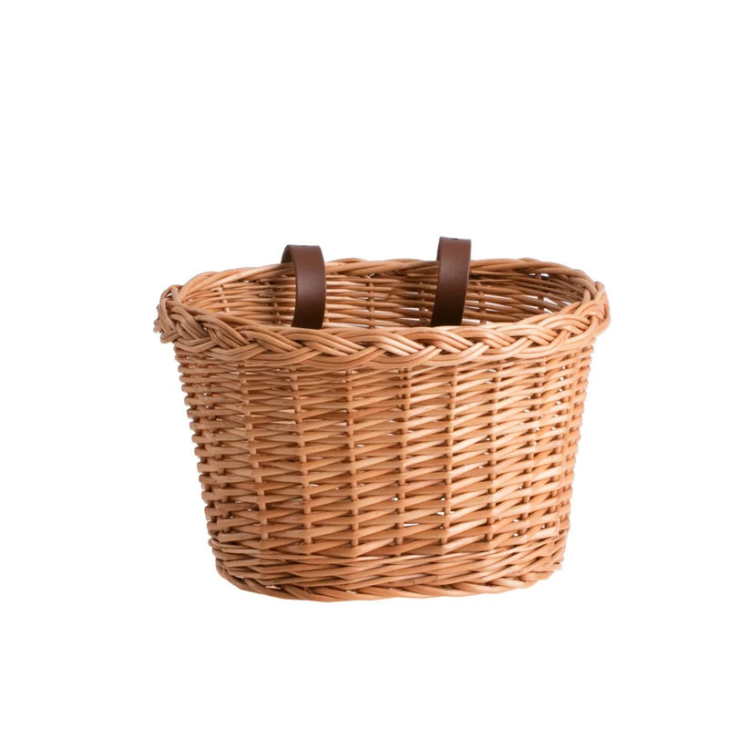 Paulus wicker bike basket for kids, small bicycle basket with leather straps TheWickerStories