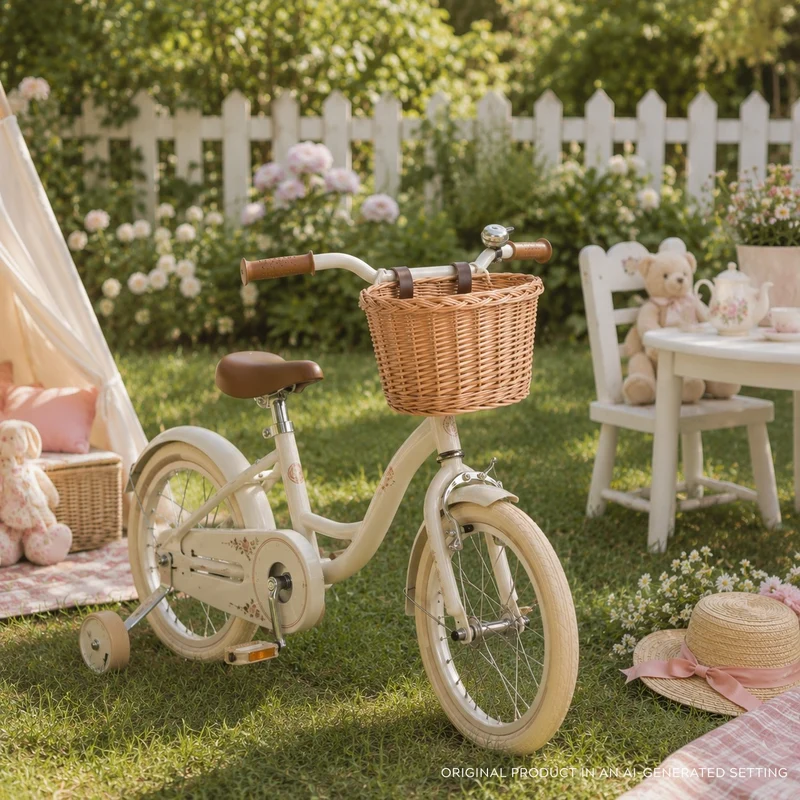 Paulus wicker bike basket for kids, small bicycle basket with leather straps TheWickerStories