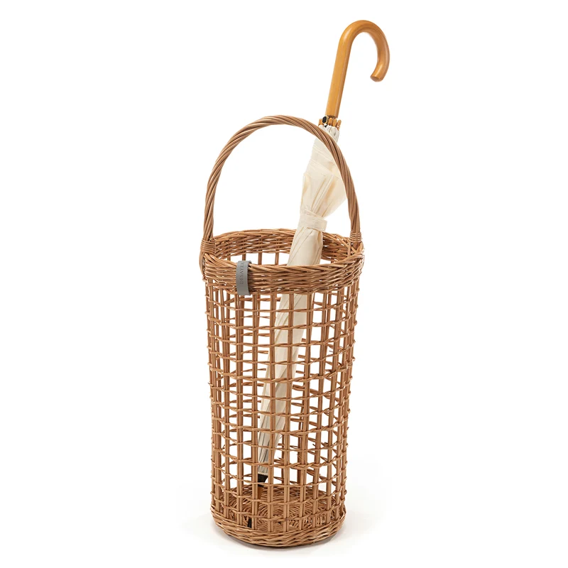 Desayer wicker umbrella stand for the entryway with handle TheWickerStories