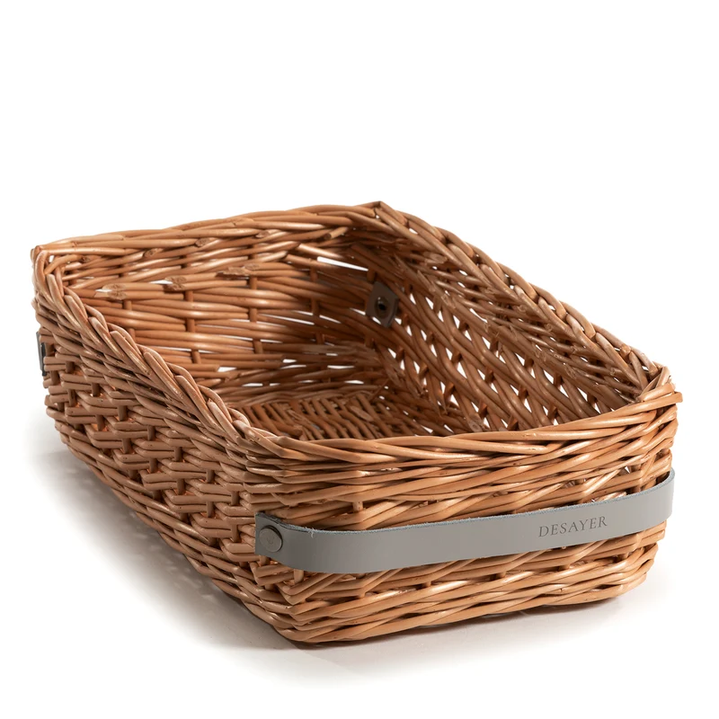 Desayer wicker basket for storing and serving bread, with two leather handles TheWickerStories