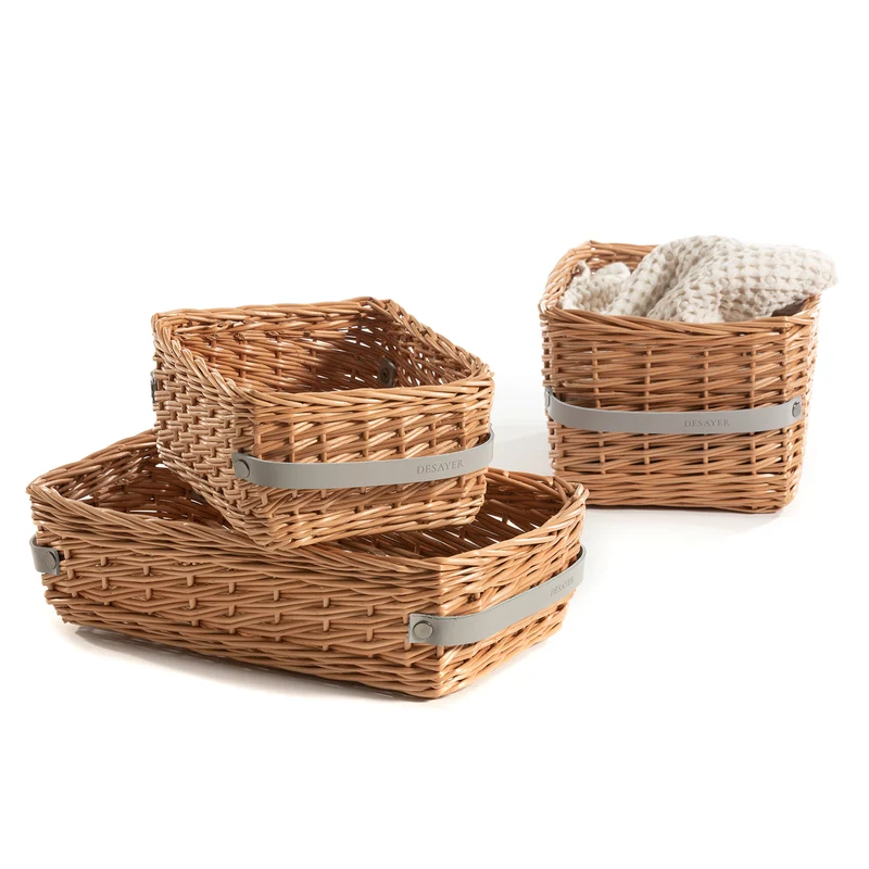 Desayer wicker basket for storing and serving bread, with two leather handles TheWickerStories