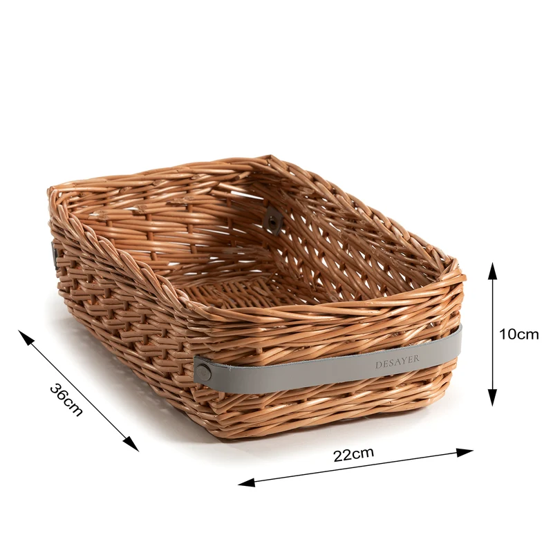 Desayer wicker basket for storing and serving bread, with two leather handles TheWickerStories