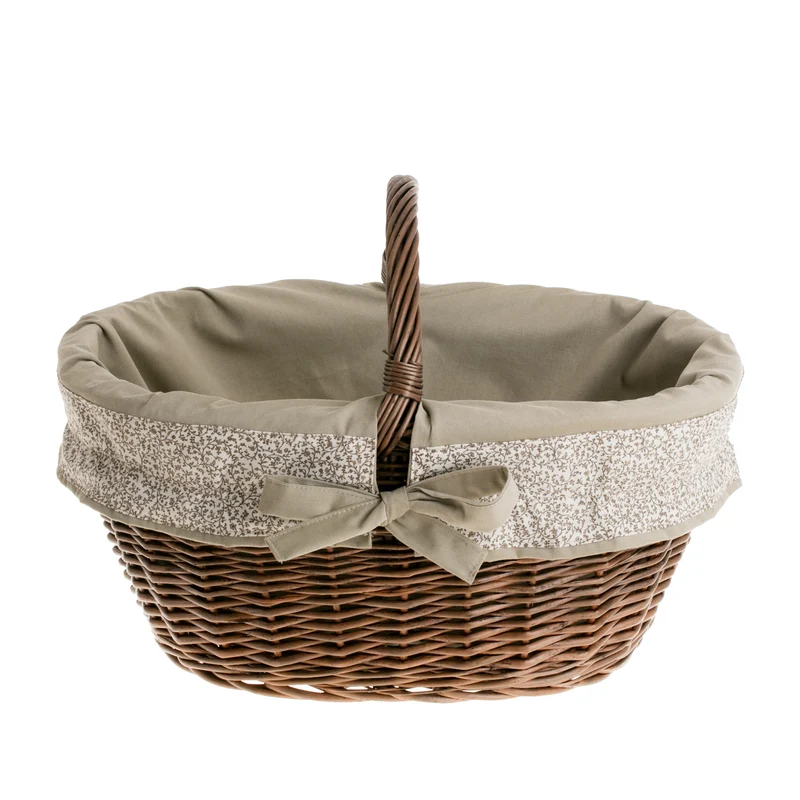 Walerissa wicker shopping basket with beige trim and handle TheWickerStories