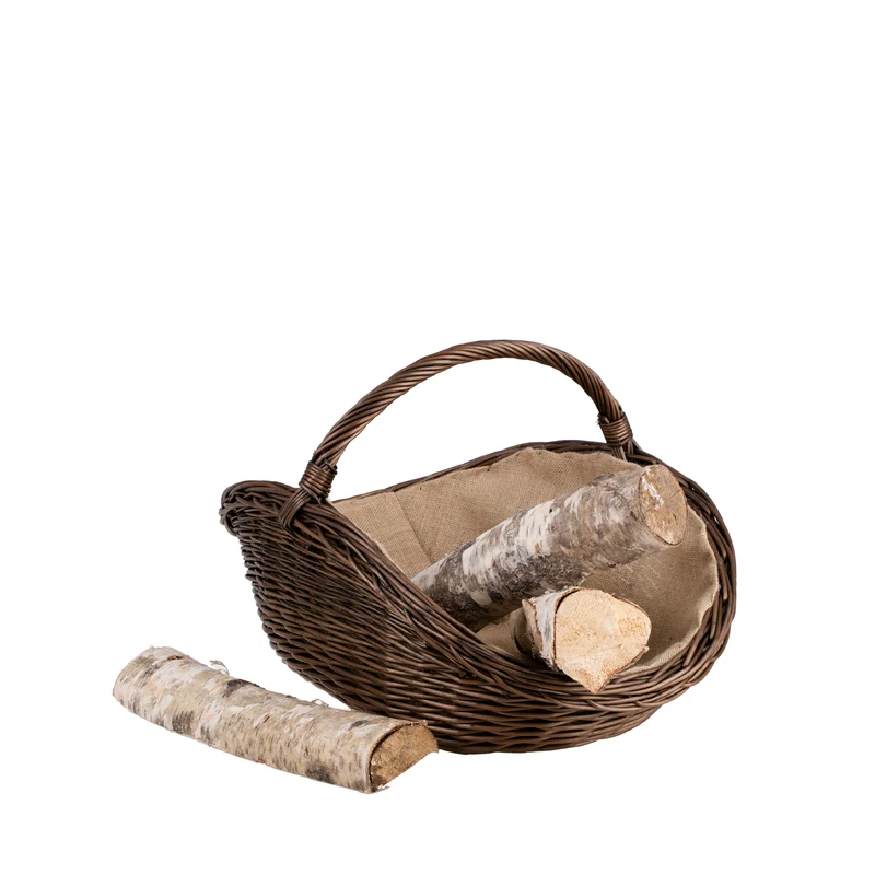 Florus wicker log basket for the fireplace with jute trim, with a handle TheWickerStories