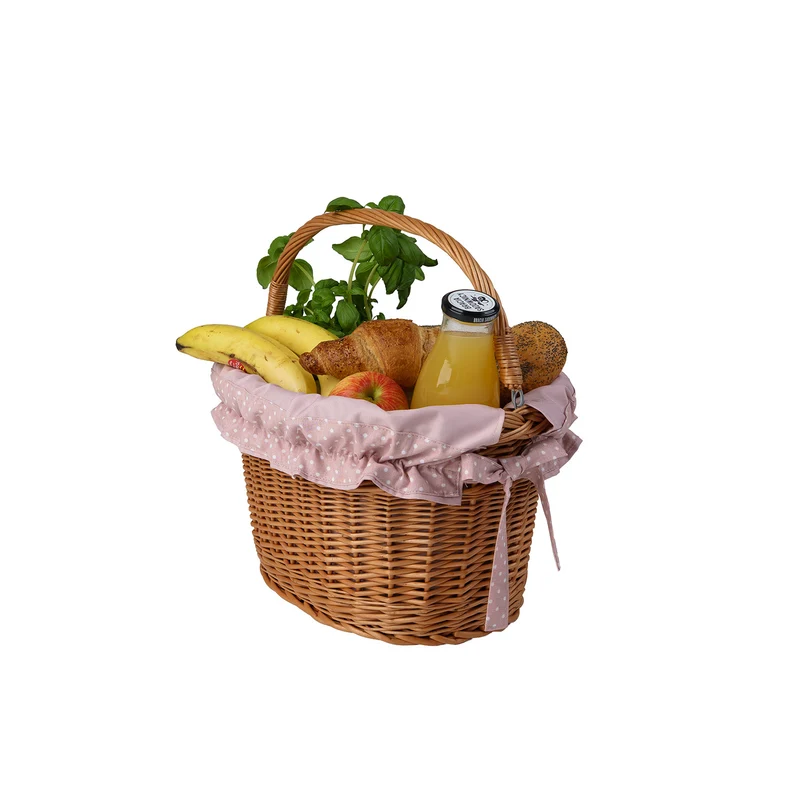 Magnem wicker bicycle basket with leather straps and trim TheWickerStories