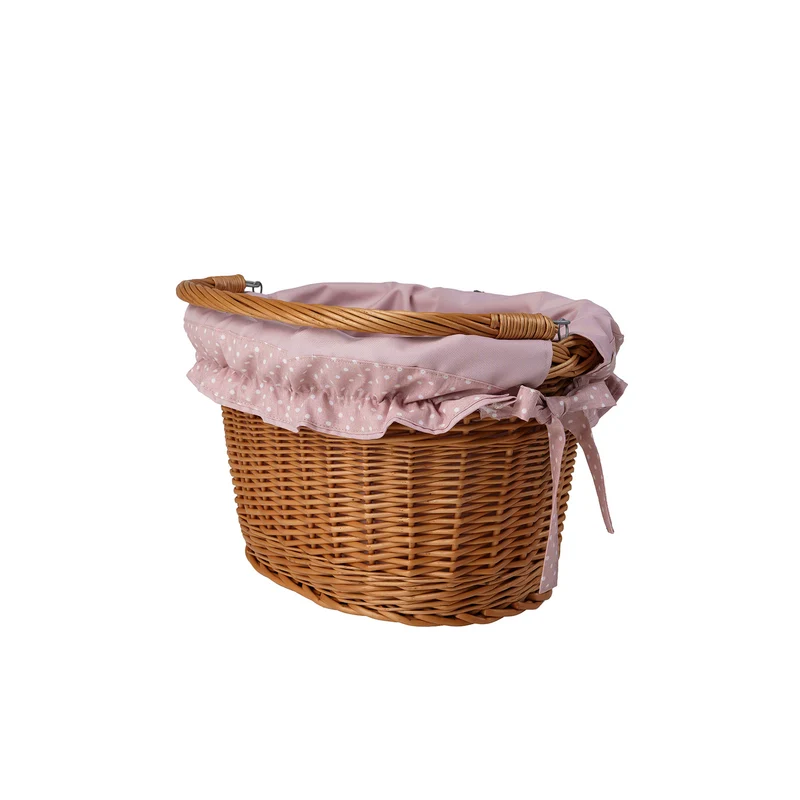 Magnem wicker bicycle basket with leather straps and trim TheWickerStories
