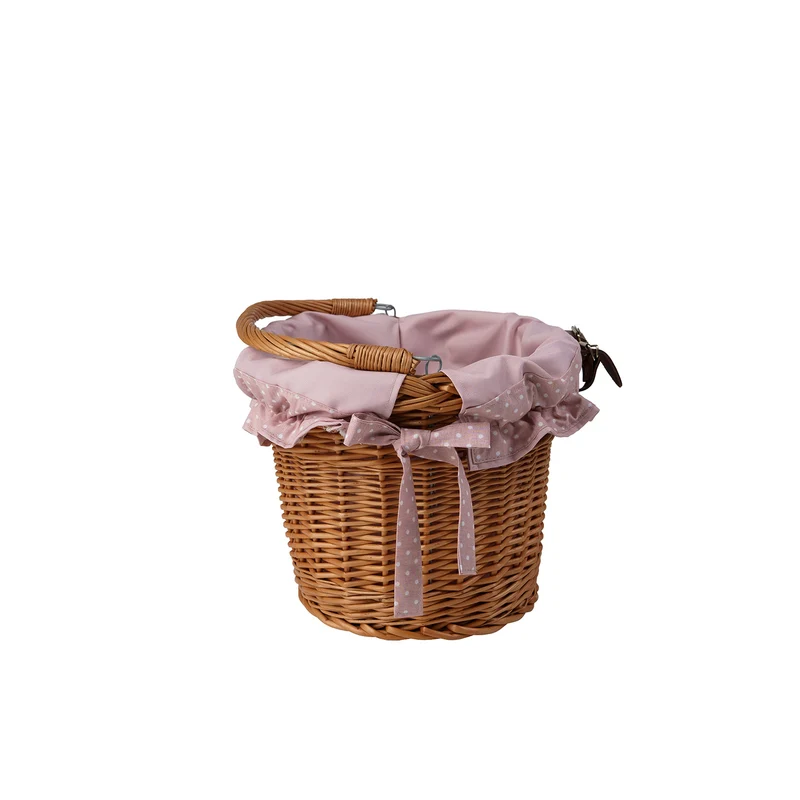 Magnem wicker bicycle basket with leather straps and trim TheWickerStories