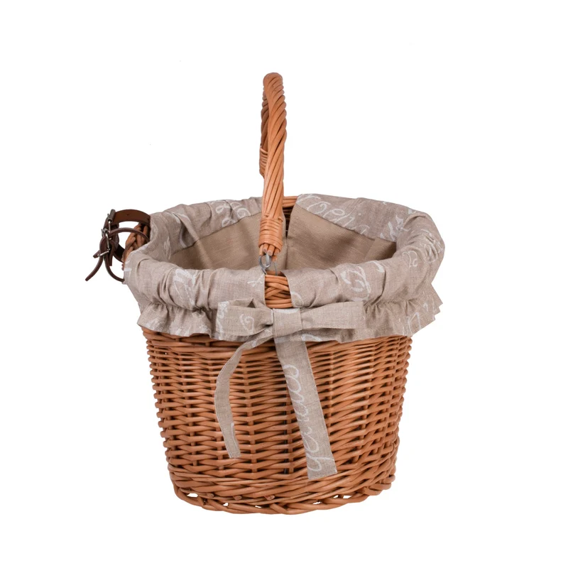 Magnem woven wicker bicycle basket, bicycle basket with leather straps and trim TheWickerStories