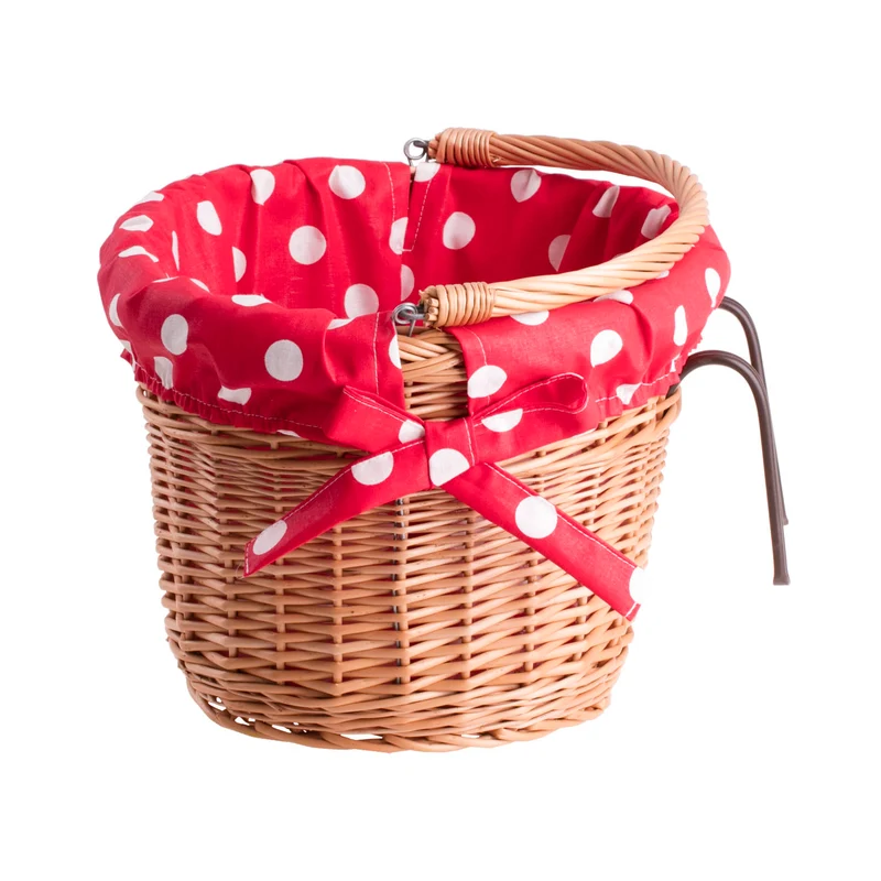 Magnem wicker bike basket, bicycle basket with hooks and trim TheWickerStories