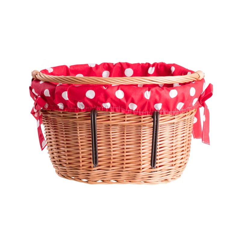 Magnem wicker bike basket, bicycle basket with hooks and trim TheWickerStories