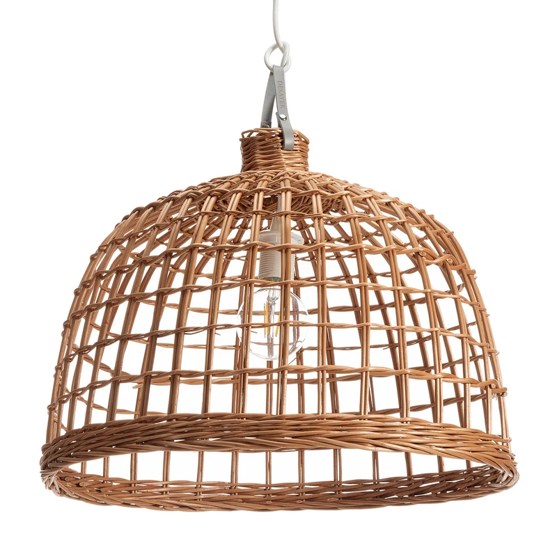 Cyris wicker pendant lampshade, hand-woven, with handle TheWickerStories
