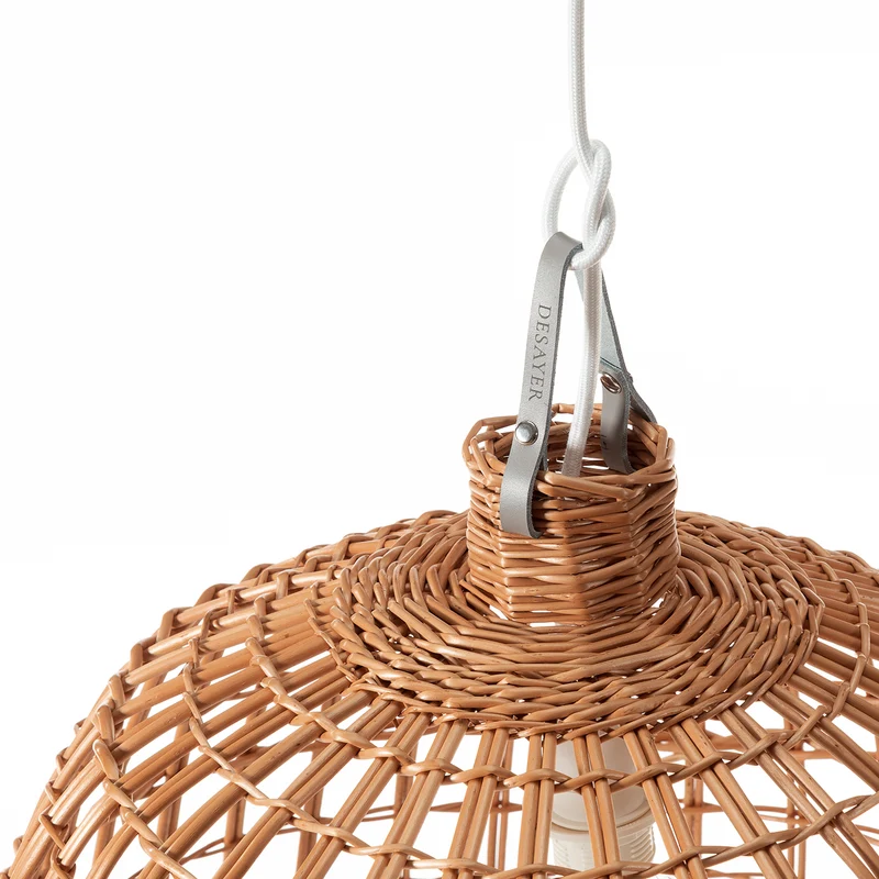 Cyris wicker pendant lampshade, hand-woven, with handle TheWickerStories
