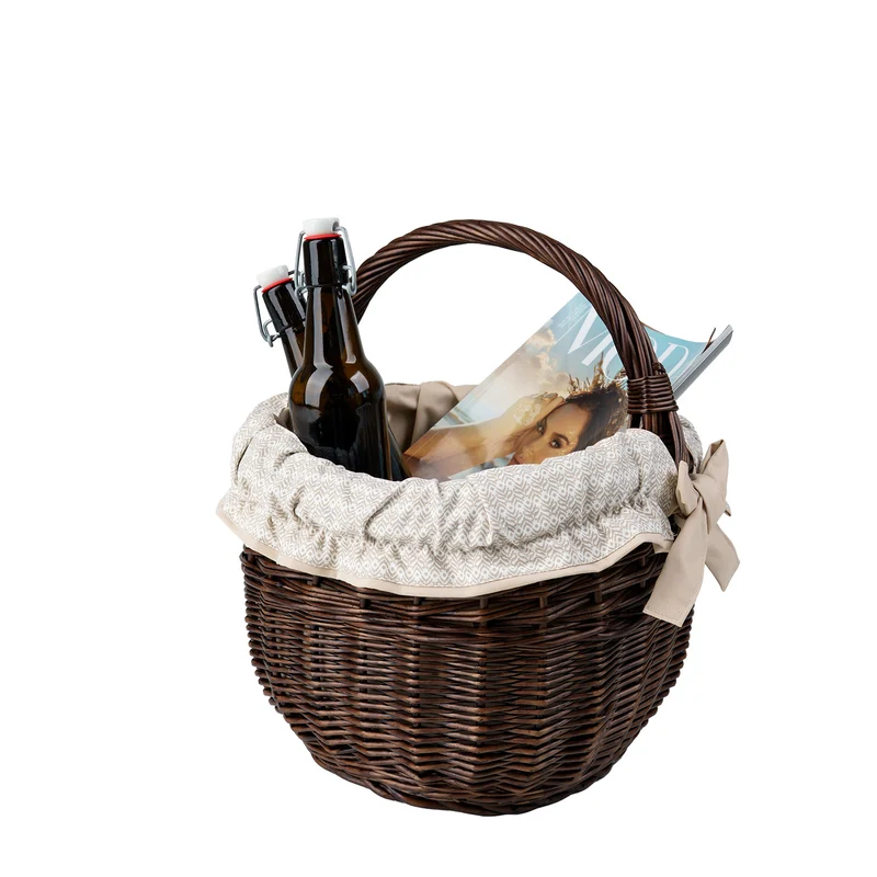 Wictor wicker shopping basket with cream trim and handle TheWickerStories