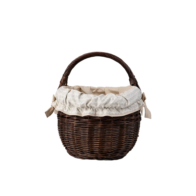 Wictor wicker shopping basket with cream trim and handle TheWickerStories