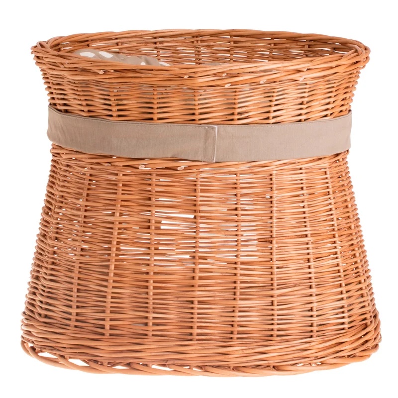 Erif wicker cat house with beige cushions, two-tier, with a bow TheWickerStories