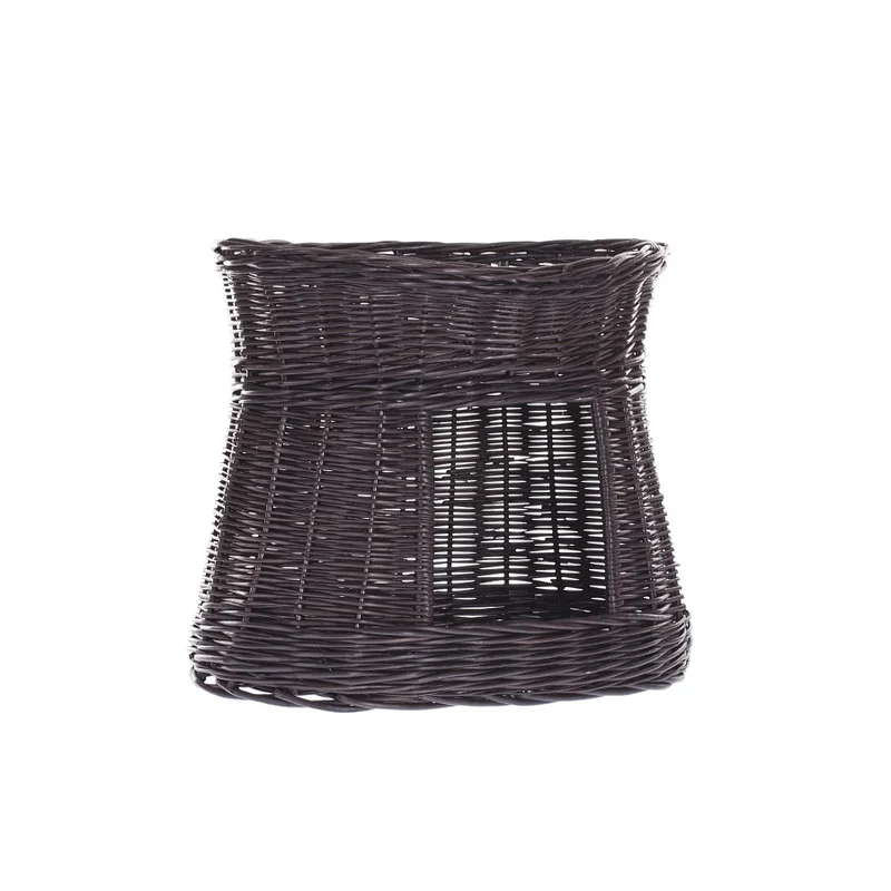 Erif wicker cat house with rust-colored cushions, two-level TheWickerStories