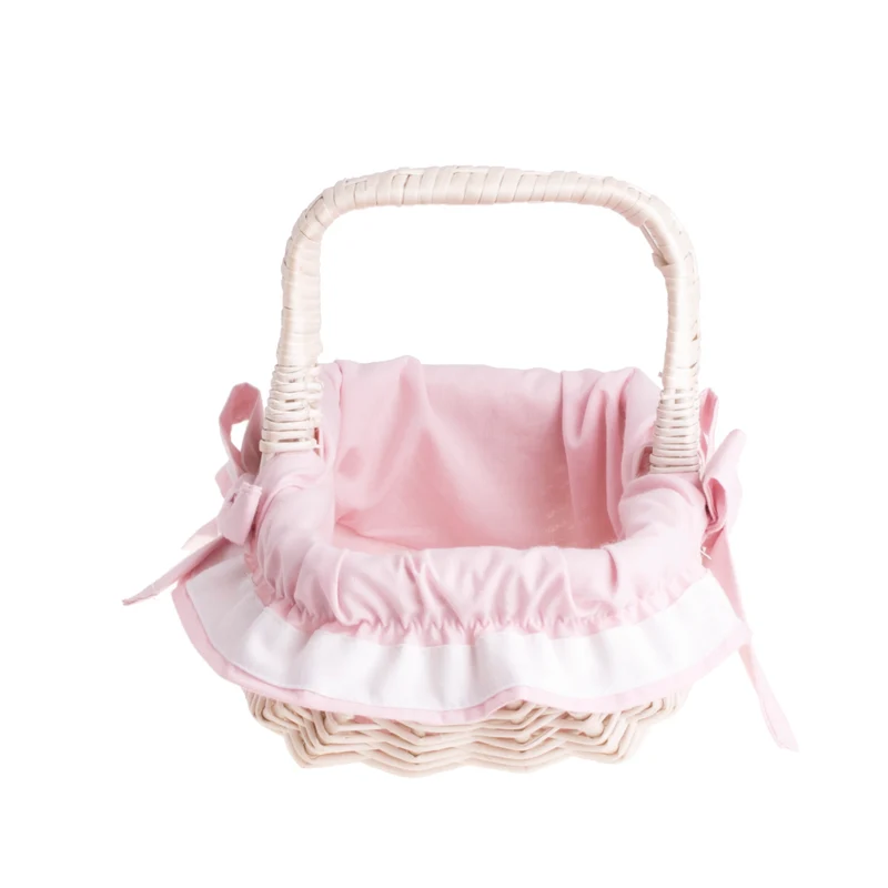 Willesia wicker Easter blessing basket with pink trim and handle TheWickerStories