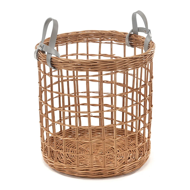 Desayer wicker storage basket with two leather handles TheWickerStories