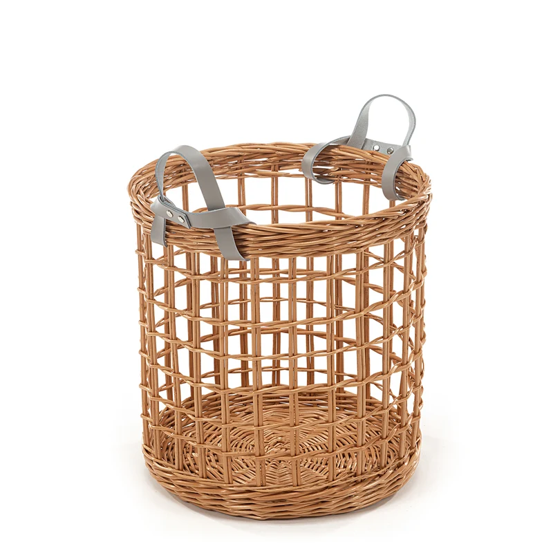 Desayer wicker storage basket with two leather handles TheWickerStories