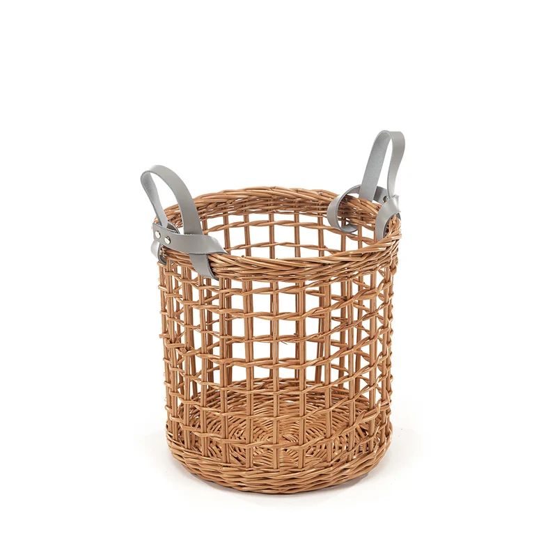 Desayer wicker storage basket with two leather handles TheWickerStories