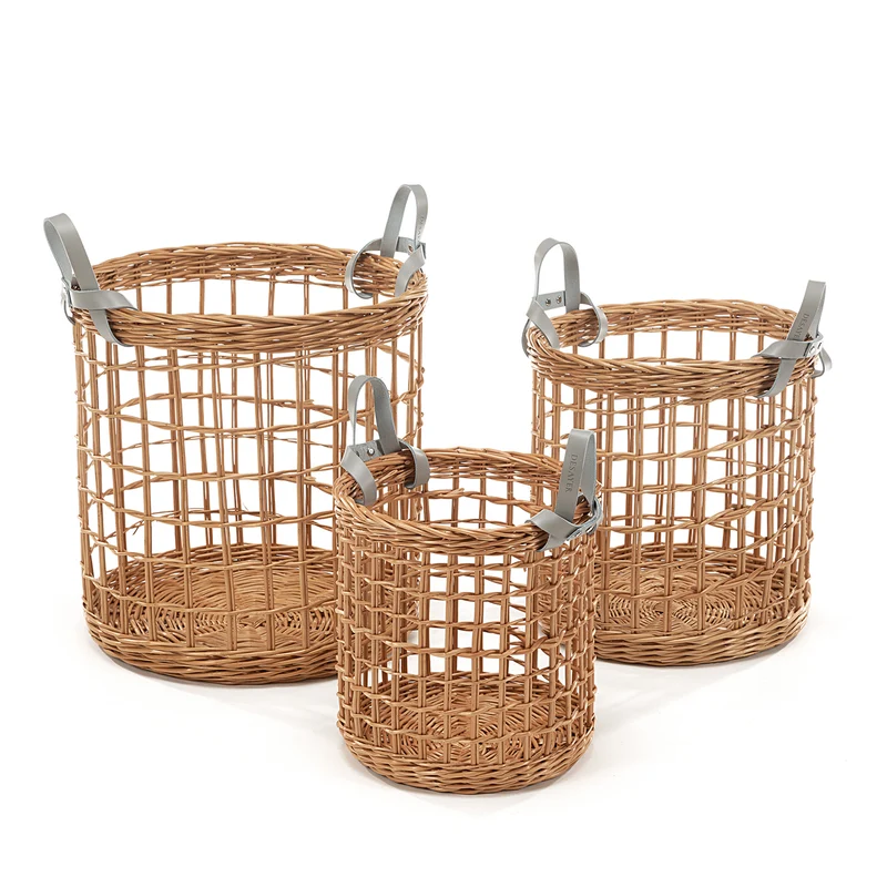 Desayer wicker storage basket with two leather handles TheWickerStories
