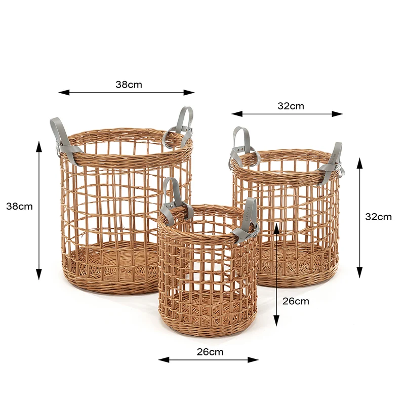 Desayer wicker storage basket with two leather handles TheWickerStories