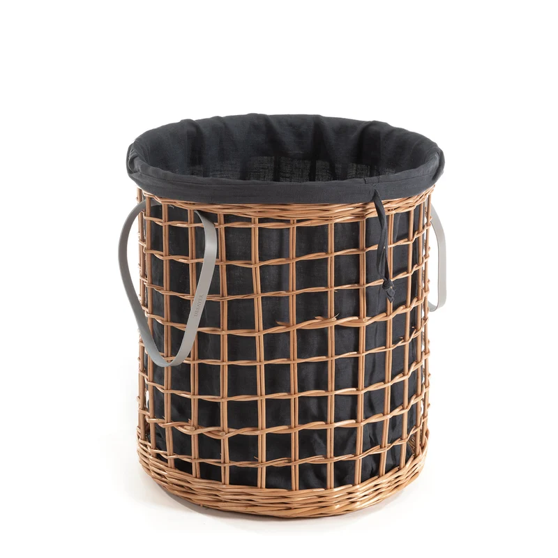 Desayer wicker laundry hamper with graphite trim, with lid and handles TheWickerStories