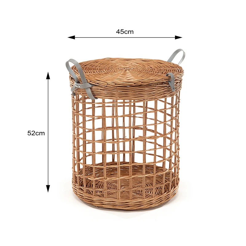 Desayer wicker storage basket with lid and leather handles TheWickerStories