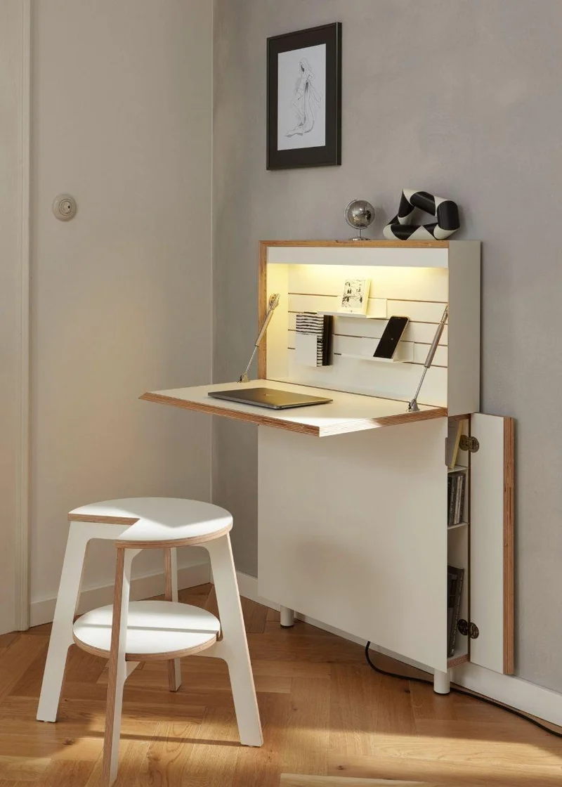 Homeoffice Wandsekretär Smart mit integrierter Lampe