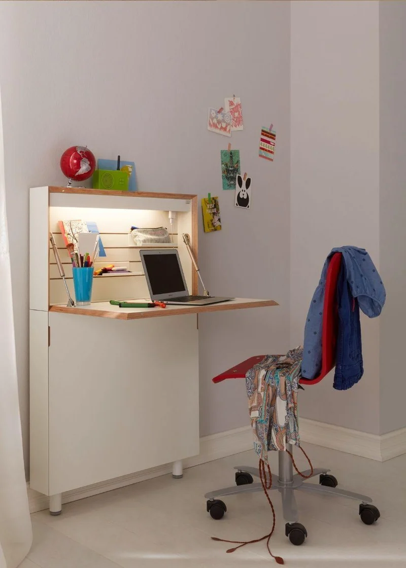 Homeoffice Wandsekretär Smart mit integrierter Lampe
