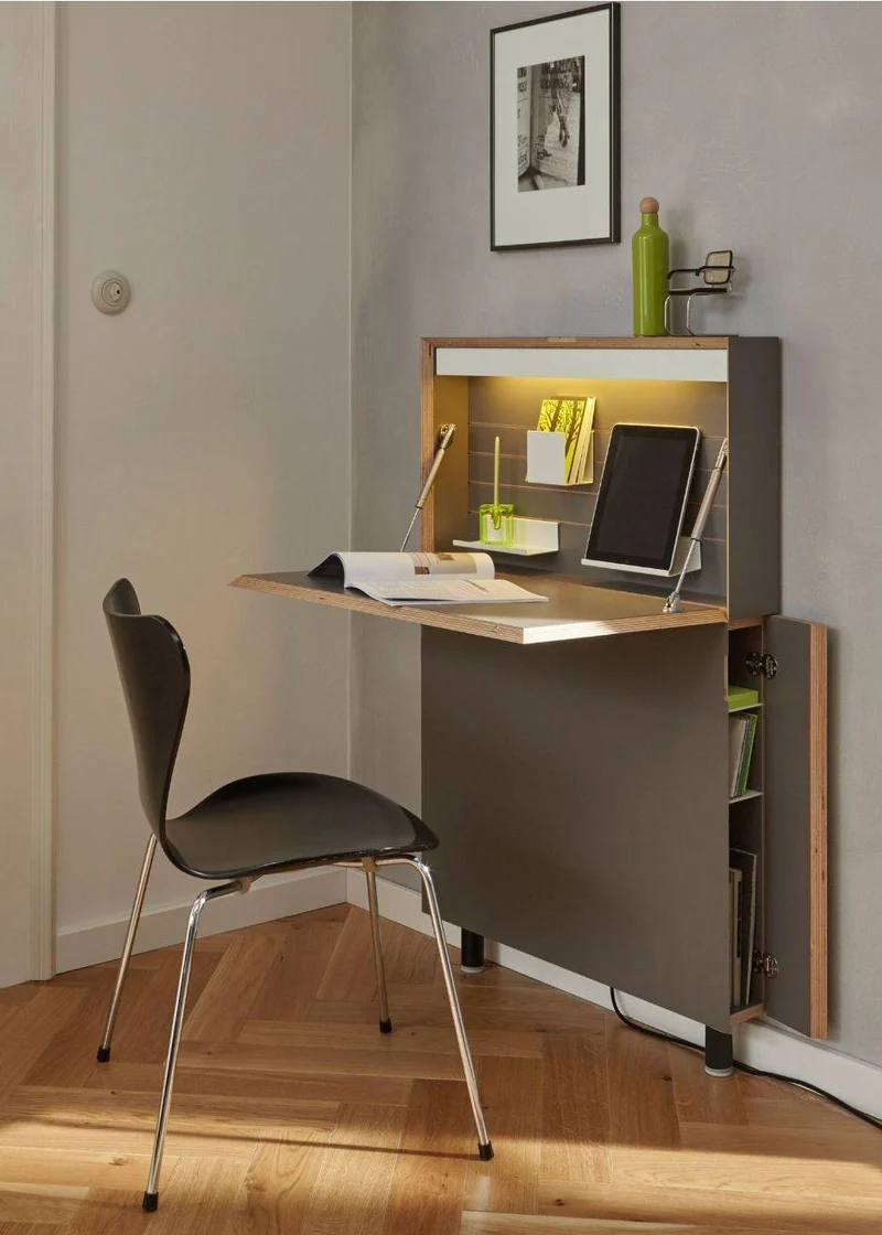 Homeoffice Wandsekretär Smart mit integrierter Lampe