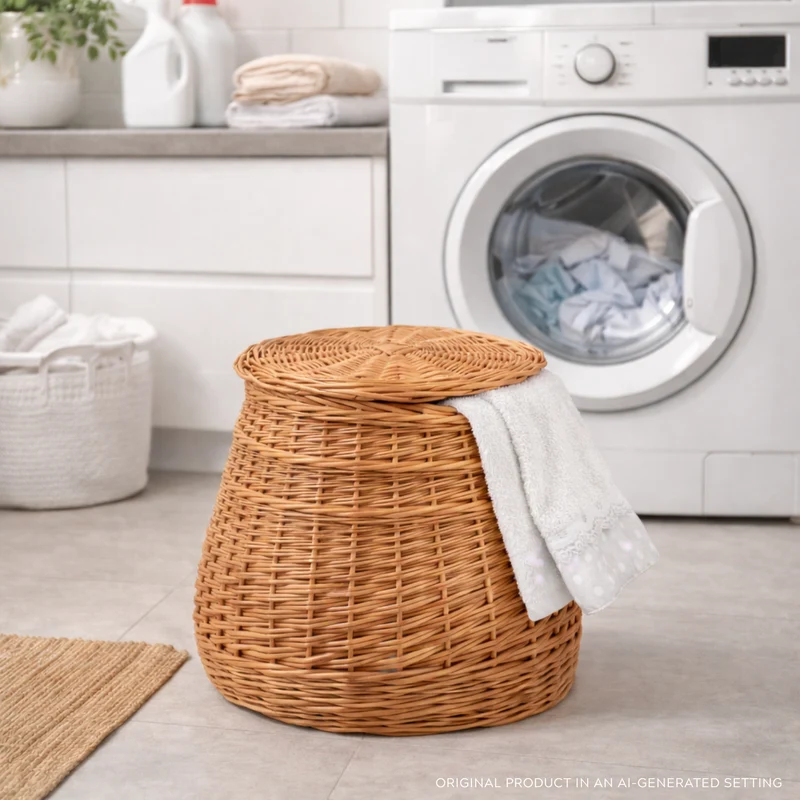 Mirell wicker laundry hamper with lid TheWickerStories