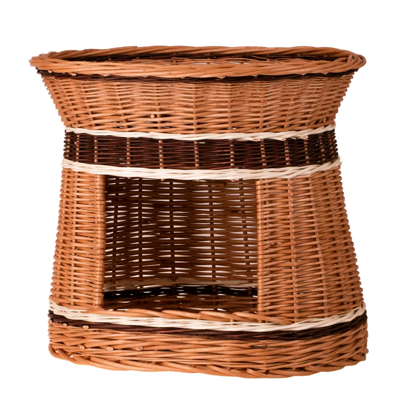 Erif wicker cat house with two levels and a terrace, without a cushion TheWickerStories