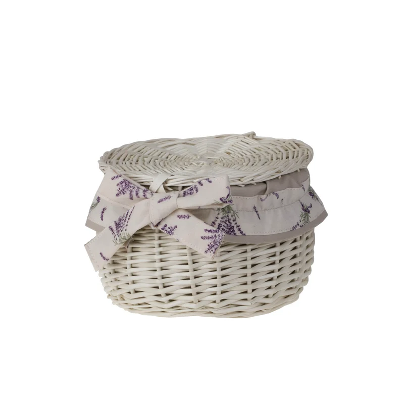 Zethina wicker storage basket, decorative container with lid and trim TheWickerStories