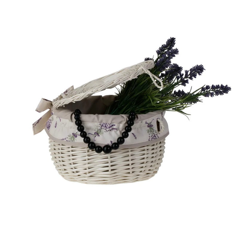 Zethina wicker storage basket, decorative container with lid and trim TheWickerStories