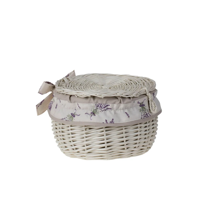 Zethina wicker storage basket, decorative container with lid and trim TheWickerStories