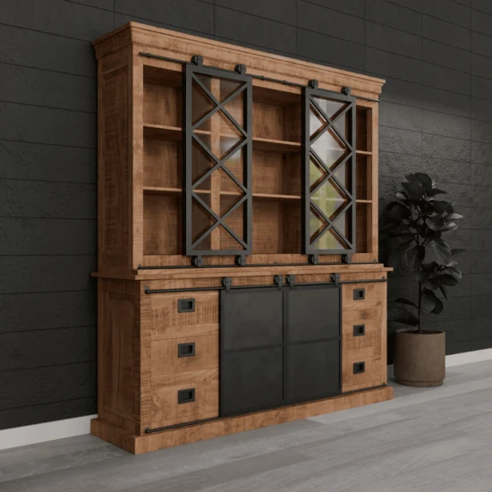 Vitrinenschrank Wolfsburg - groß 200 x 220 cm