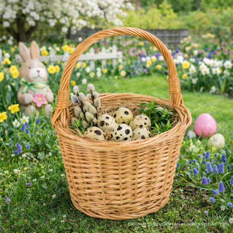 Zamia wicker Easter basket for blessing and decorations, with handle TheWickerStories
