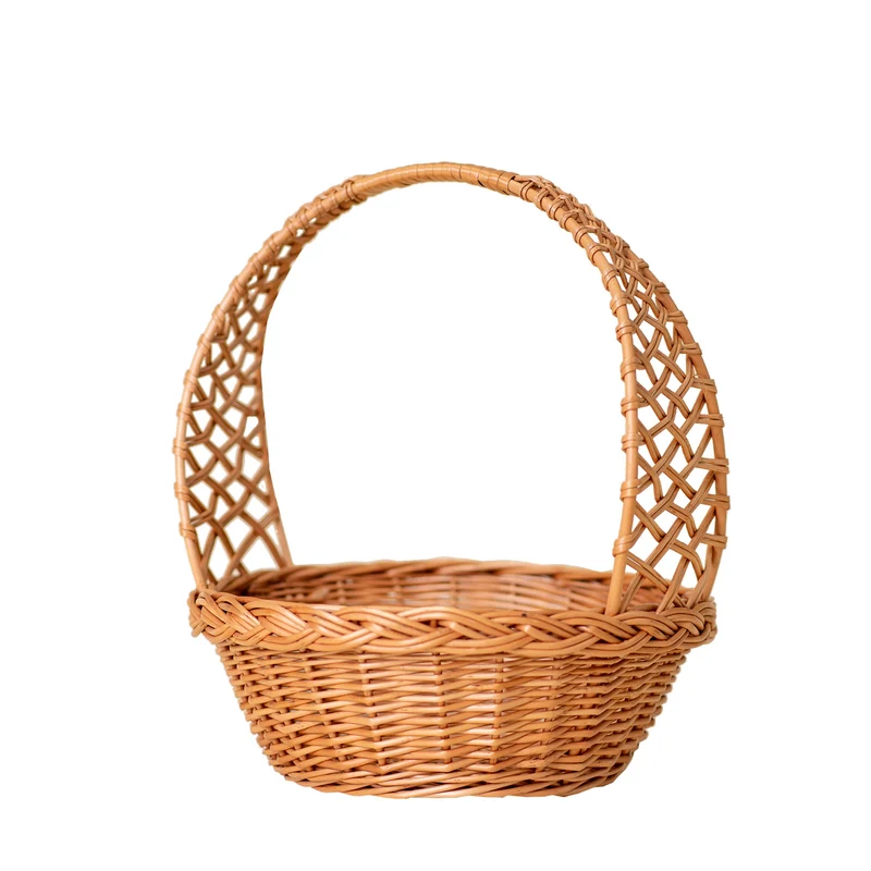 Zaria round wicker Easter blessing basket (święconka) with handle TheWickerStories