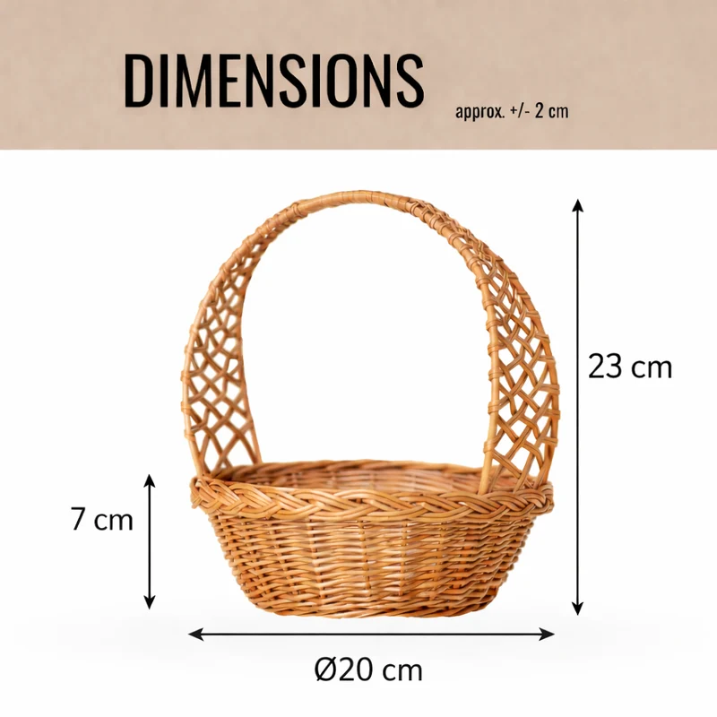 Zaria round wicker Easter blessing basket (święconka) with handle TheWickerStories