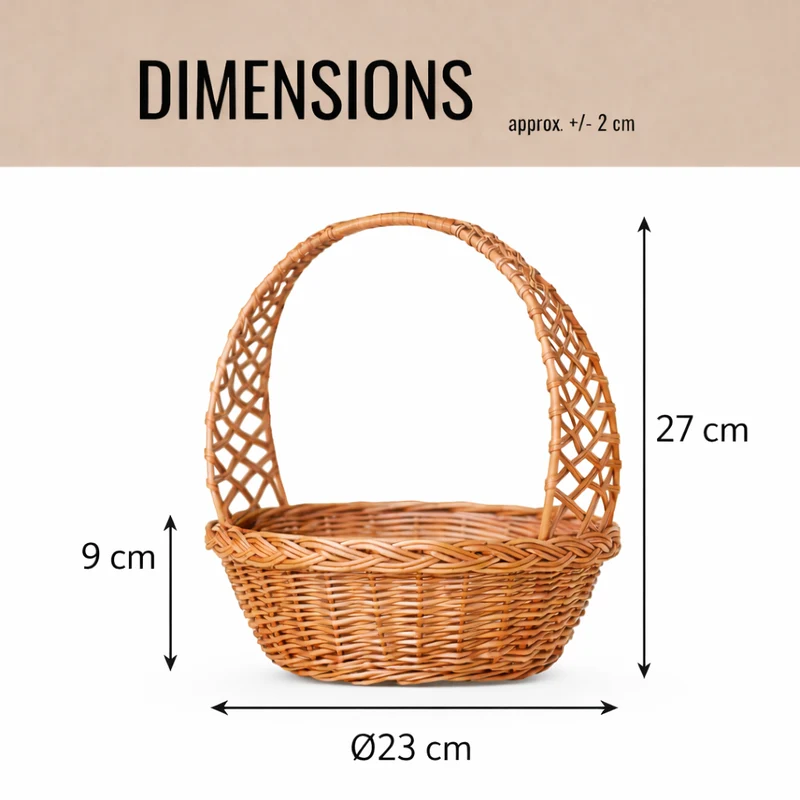 Zaria round wicker Easter blessing basket (święconka) with handle TheWickerStories