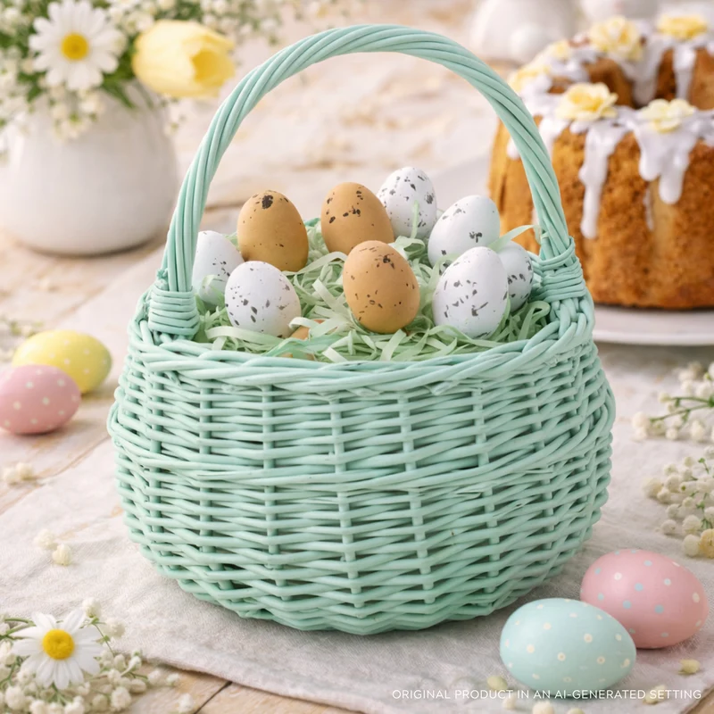 Zawia wicker Easter blessing basket with handle, TheWickerStories