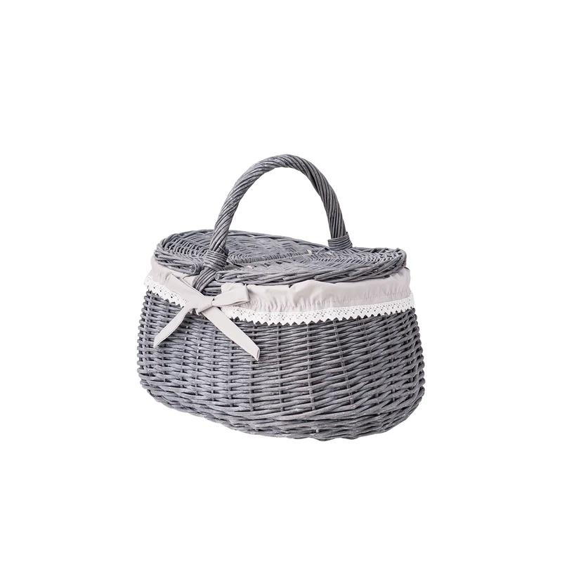 Kardia wicker picnic basket, shopping basket with lid and trim TheWickerStories